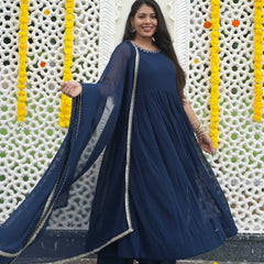 Indigo Gold blush Georgette Anarkali Jonaya