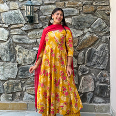 Yellow Pink Festive suit set - Jonaya
