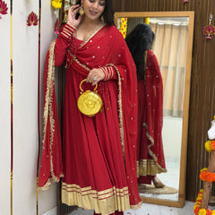 Laal gota ghunghru Anarkali set Jonaya