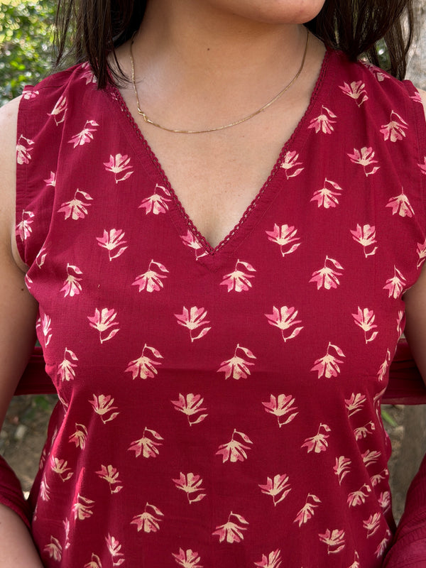 Red lily beige Farshi salwar set Jonaya