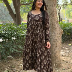 Brown beige gulab kameez Jonaya