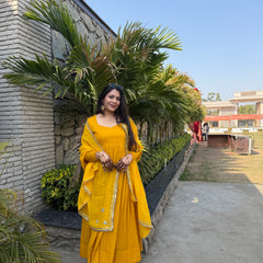 Pure mul cotton haldi anarkali set Jonaya