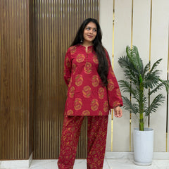 Red boota coord farshi salwar Jonaya