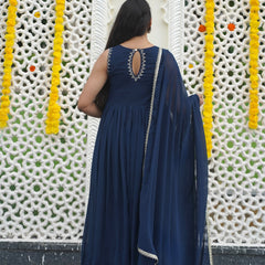 Indigo Gold blush Georgette Anarkali Jonaya