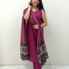 Solid wine grey straight suit set Jonaya