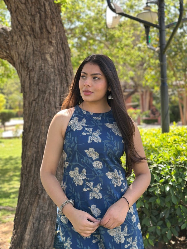 Indigo Halter Neck Co-ord Set - Jonaya