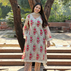 Perfect Beige Pakistani Suit Set - Jonaya