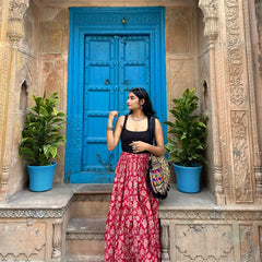 Pink floral flared skirt - Jonaya