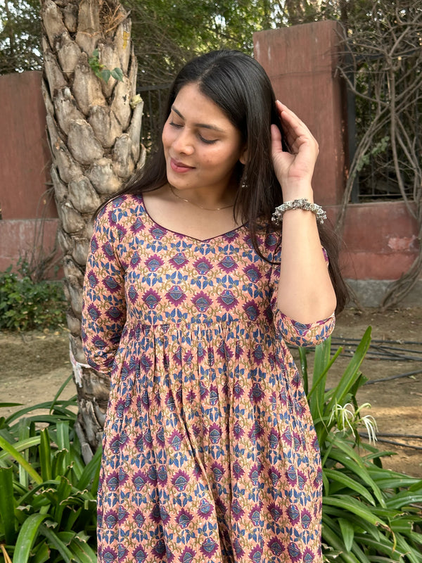 Peachy Lavender Anarkali kameez - Jonaya