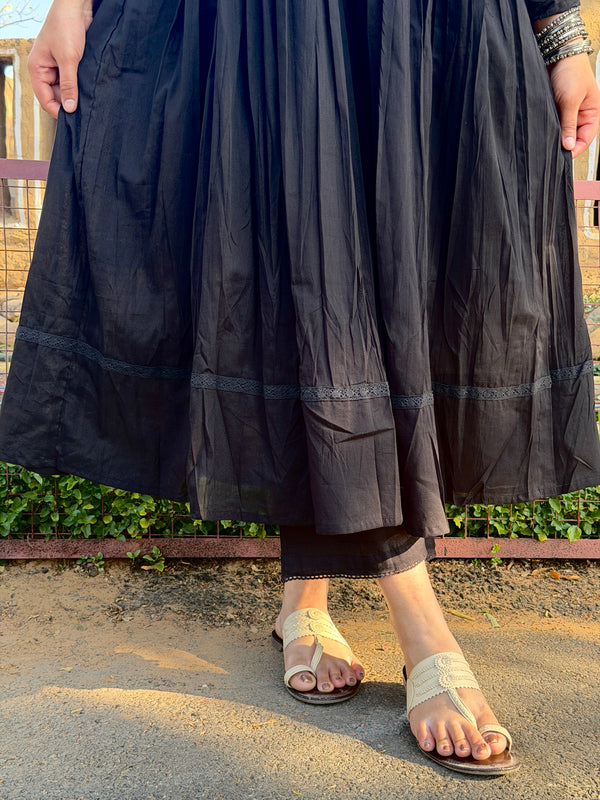 Ajrakh black solid flare suit set Jonaya