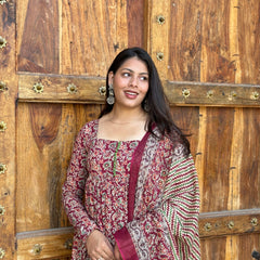 Maroon kalamkari suit set - Jonaya