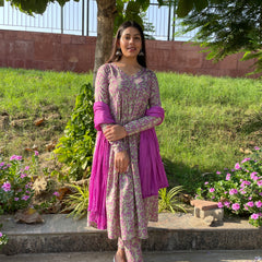 Purple green mohini suit set - Jonaya