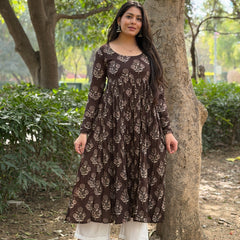 Brown beige gulab kameez Jonaya