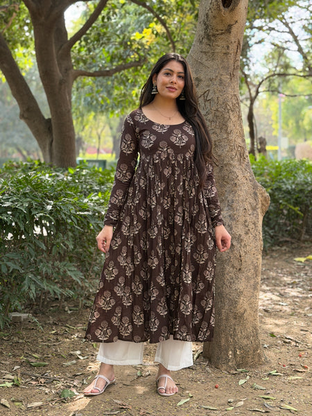 Brown beige gulab kameez Jonaya