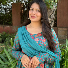 Orange green garden suit set - Jonaya
