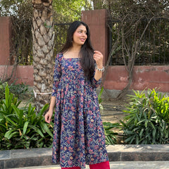 Rosy Indigo Anarkali kameez - Jonaya