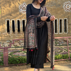 Ajrakh black solid flare suit set Jonaya
