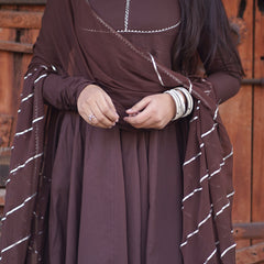 Brown Solid flare Anarkali set Jonaya