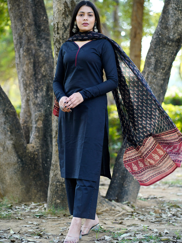 Solid black Straight Suit Set - Jonaya