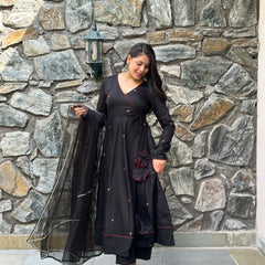 Black self embroidered Luxury suit set - Jonaya