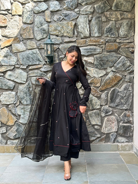 Black self embroidered Luxury suit set - Jonaya