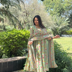 Pista floral angrakha gota lace suit set - Jonaya