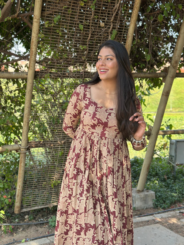 Pastel Beige Front Slit Flared Kameez - Jonaya