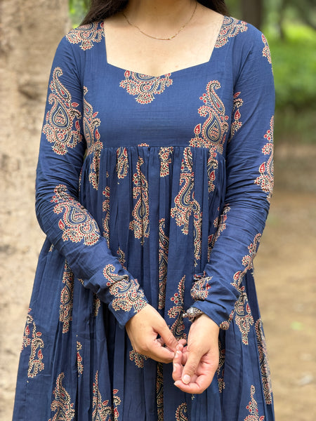 Navy beige boota kameez