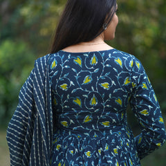 Blue green hearts flare suit set Jonaya