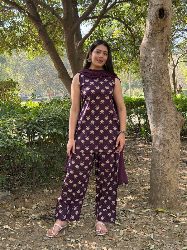 Vibrant Purple Farshi Salwar Set Jonaya