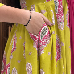 Parrot paisley festive Anarkali set Jonaya