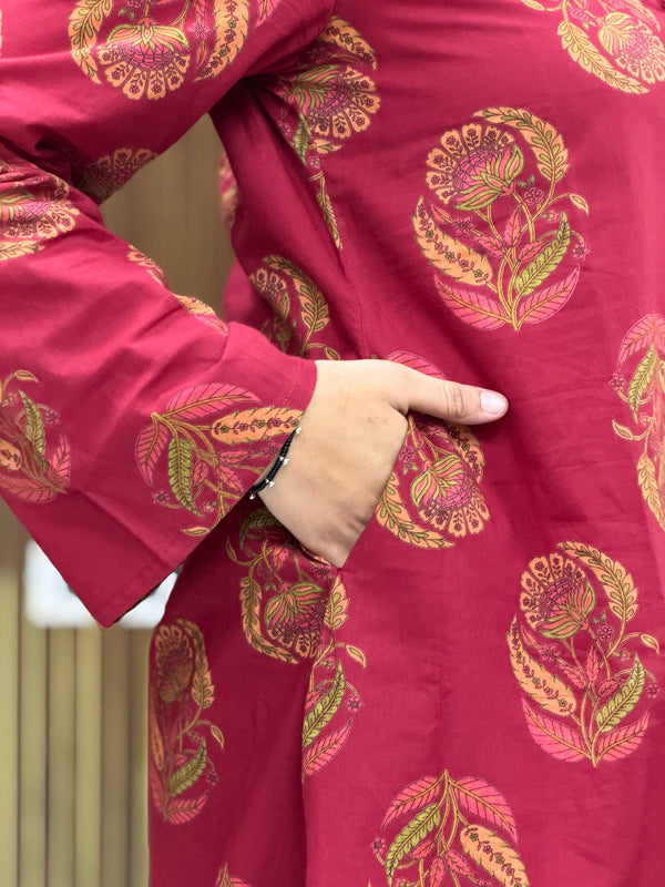 Red boota coord farshi salwar Jonaya