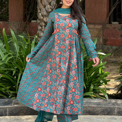 Orange green garden suit set - Jonaya