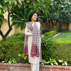 Grey maroon cotton suit set - Jonaya