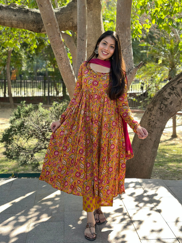 Gulab Yellow Flare Suit Set - Jonaya