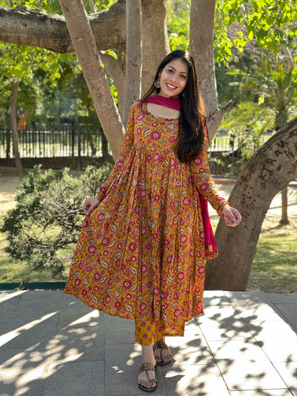 Gulab yellow Anarkali Suit Set