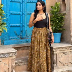 Gold saffron flared skirt - Jonaya