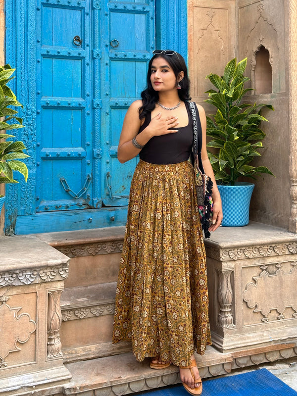 Gold Saffron Flared Skirt - Jonaya