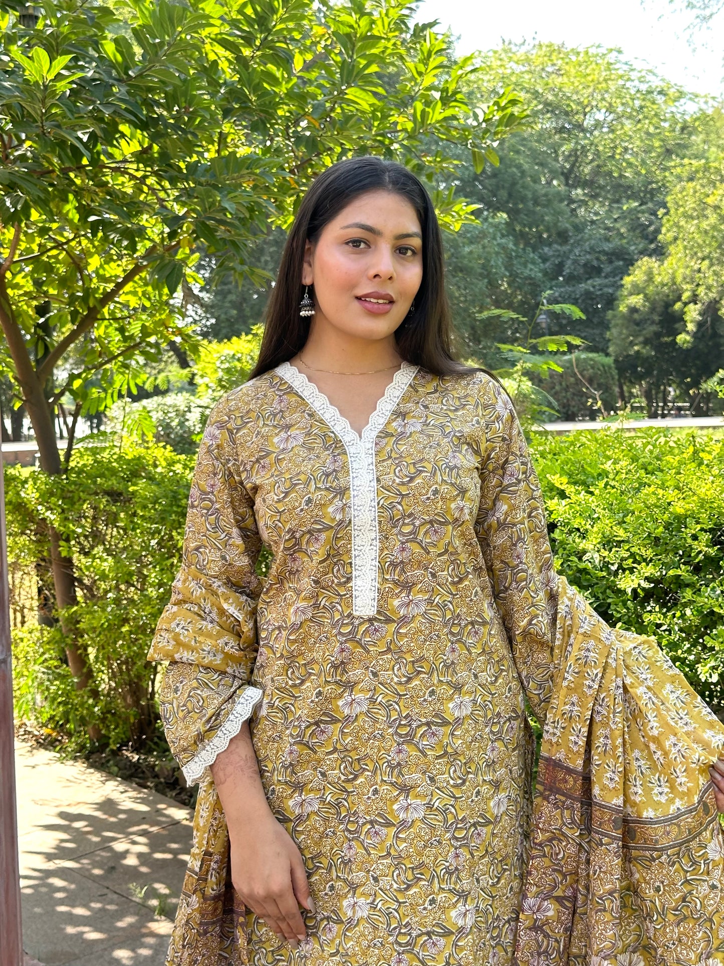 Yellow Pakistani lace suit set