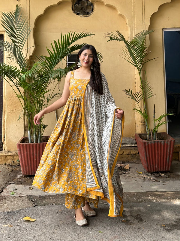 Mustard Gher Suit Set - Jonaya