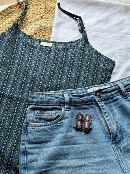 Candy blue strap kurti - Jonaya