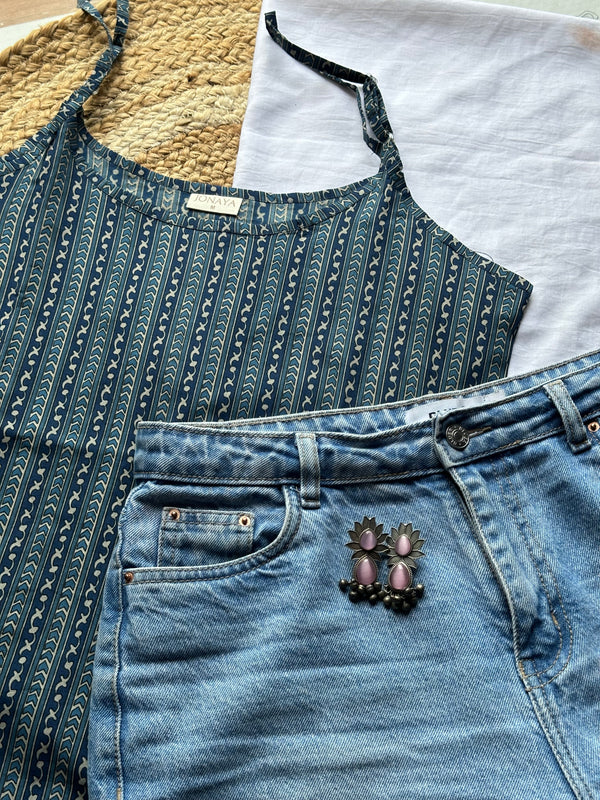 Candy Blue Strap Kurti - Jonaya