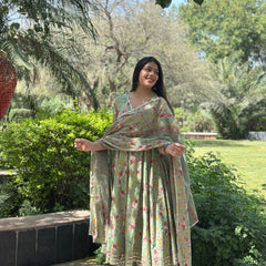 Pista floral angrakha gota lace suit set - Jonaya