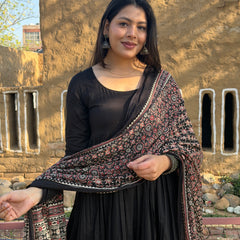 Ajrakh black solid flare suit set Jonaya
