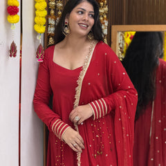 Laal gota ghunghru Anarkali set Jonaya