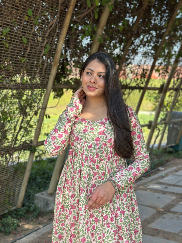 Pink Garden Alia Cut Flared Kameez - Jonaya