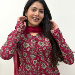 Maroon garden Straight suit set Jonaya