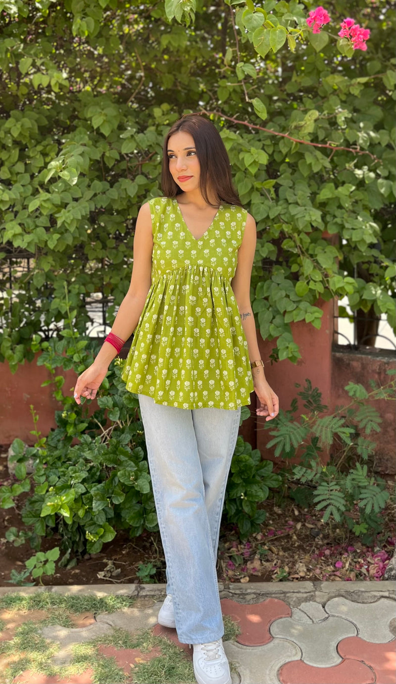 Spring charm cut sleeves peplum top - Jonaya