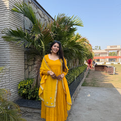 Pure mul cotton haldi anarkali set Jonaya