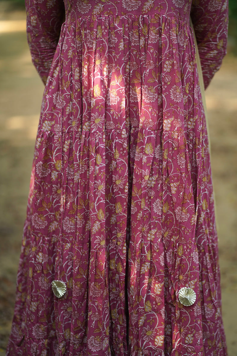 Pink Tier Full flare suit set Jonaya